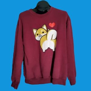 Corgi Love Maroon Pull Over Sweater